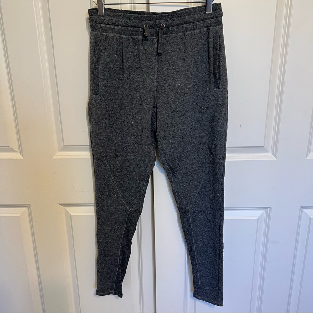 Alo Yoga sweat pants Large Grey ribbed pants Dark Heathered W5396R Womens